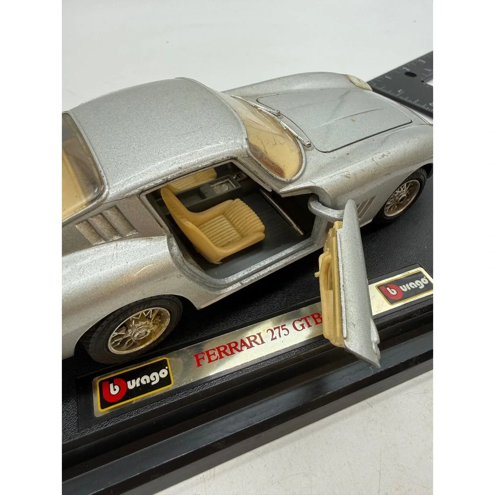 Bburago Ferrari 275 GTB 4 1966 Silver Diecast 1/24 Scale Model Car Italy Base
